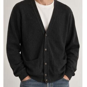 Vintage Byford Men’s 100% Lambswool Cardigan Oversized England Medium Dark Gray
